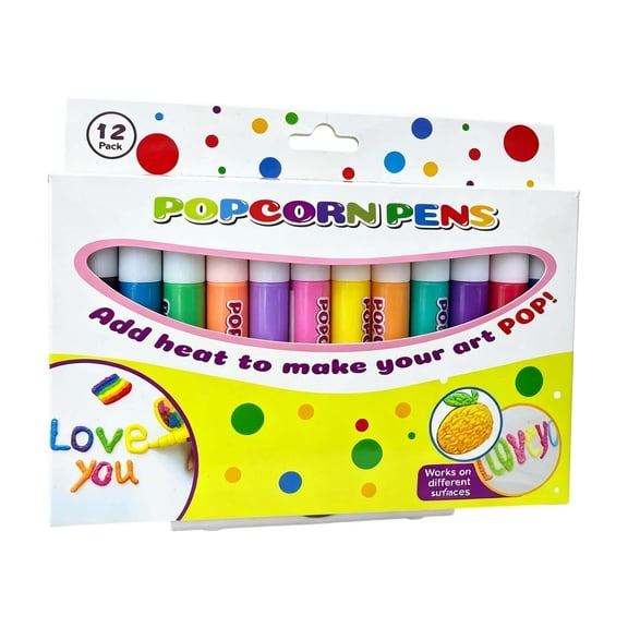 Lumxatz 12 Color Popcorn Drawing Pens, 7.9 Inch Marker Set, DIY Art Coloring Pens for Adult Coloring, Sketching, Office Studio Craft Supplies, Gift