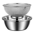 thumbnail image 1 of Lumxatz 2 PC Stainless Steel Microporous Colander Set, Large Capacity 304 Metal Strainer with Mixing Bowl, for Washing Vegetables, Fruit, Rice and Draining Cooked Pasta, Dishwasher Safe E, 1 of 6