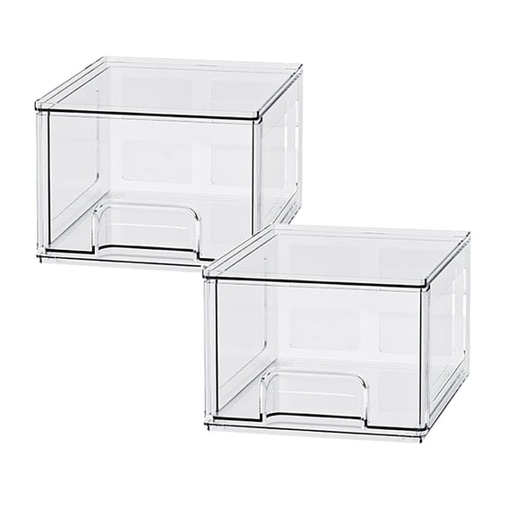 Lumxatz 2 Pcs Stackable Storage Drawers, Tall X-Large - Clear Storage Bins With Drawers | Bathroom Organizers | Under Sink Organizer | Vanity Cabinet Home Organization,Clear