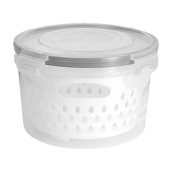 Lumxatz 4 in 1 Fruit Storage Containers for Fridge, Produce Keeper with Removable Colander and Lid, Wash, Drain and Store Vegetables A