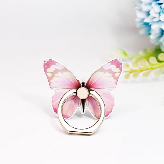 Lumxatz Butterfly Phone Ring Holder, 360° Rotating Phone Stand, Cute Cell Phone Finger Grip, for Smartphone Tablet Secure Grip Kickstand,Red