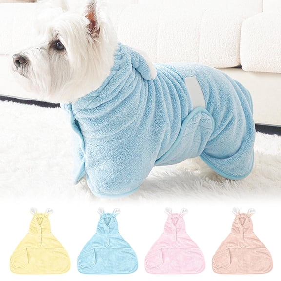 Lumxatz Hooded Pet Drying Bathrobe Wrap, Super Absorbent Fast Drying Puppy Bath Towel Coat for Small Dogs Cats, Post Shower Pet Grooming Supplies,XS,Yellow