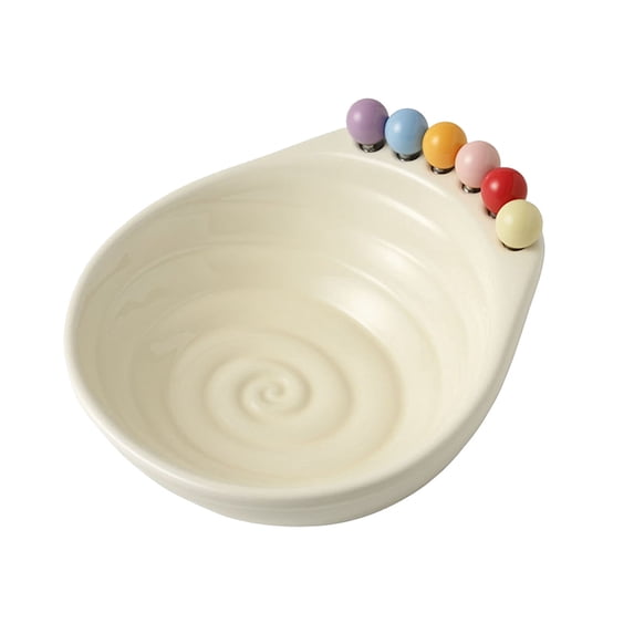 Lumxatz Large Fruit Serving Platter with 6 Forks, Party Tray for Fruits and Desserts, High Capacity Snack Platter for Family Gatherings, Picnics and Afternoon Parties Beige
