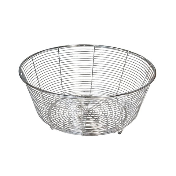 Lumxatz Large Round Stainless Steel Kitchen Strainer with Legs, Heavy Duty Metal Colander for Washing Vegetables and Fruits, Durable Mesh Food Drainer for Countertop Use Silver
