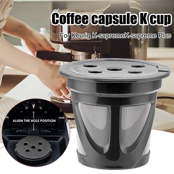 Lumxatz Reusable K-Cup Coffee Filter Pod - Stainless Steel Mesh Refillable with Lid - Eco-Friendly Compatible Coffee Maker Accessory(Purple),Black