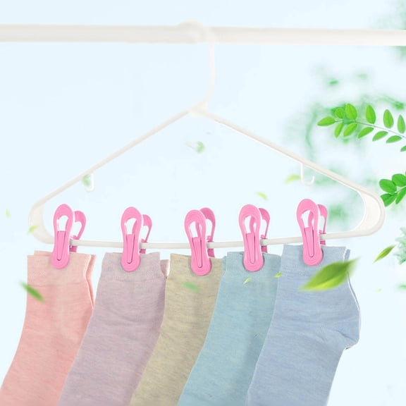 Lumxatz Round Head PP Clip, Functional Round Tube Hanger Accessories Windproof Fixed Drying Clothes, White and Black Clip