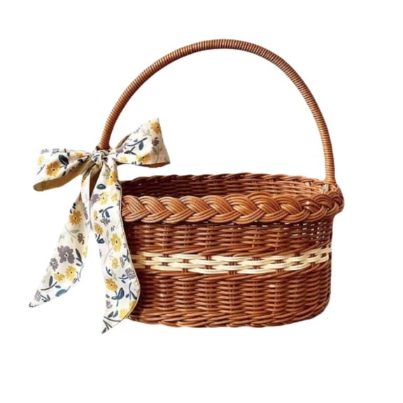 Lumxatz Wicker Picnic Basket Hamper with Handle, Handwoven Storage Basket for Outdoor Food, Ideal for Picnics, Parties and Shopping B