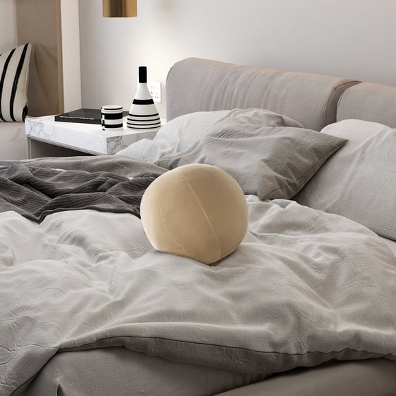 Luna 12" Round Sphere Accent Ball Throw Pillow, Fawn Brown Performance Velvet
