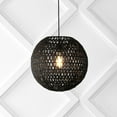 thumbnail image 1 of JONATHAN Y Luna 15.75" 1-Light Bohemian Modern Woven Rattan/Iron LED Pendant, Black, 1 of 10