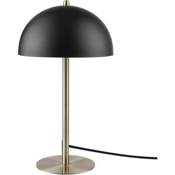 Luna 15" Matte Black Desk Lamp with Matte Brass Accents