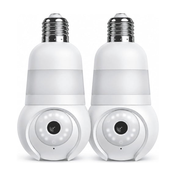 Luna 2 Pack Light Bulb Security Camera Wireless Outdoor Indoor 4MP 2K PTZ 360, Color Night Vision, 2.4GHz & 5GHz Wi-Fi 6, AI Motion Tracking, Alarm, E27 Bayonet Fitting, IP65