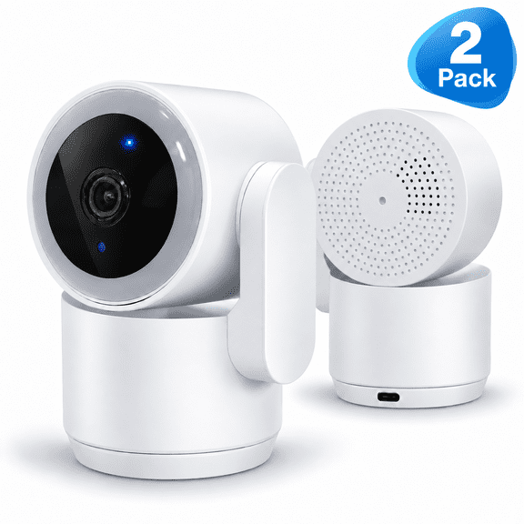 Luna 2K 4MP WiFi Indoor Camera 2 Pack, Pet Dog Camera with App, 2.4/5GHz Wi-Fi 6, 360° PT, AI Human/Motion/Sound Detection, Colour night vision, Siren, Privacy Mode, Lifetime Support