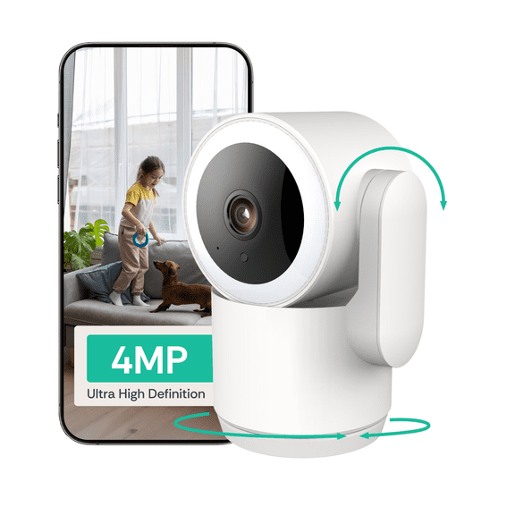 Luna 2K 4MP WiFi Indoor Security Camera, Pet Dog Camera with App, 2.4/5GHz Wi-Fi 6, 360° PT, AI Human/Motion/Sound Detection, Colour night vision, Siren, Privacy Mode, Lifetime Support