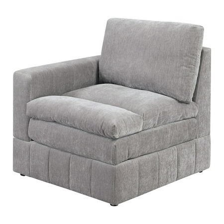 Luna 33 Inch Modular 1 Arm Corner Chair Triple Plush Cushioned Seat Gray - Saltoro Sherpi
