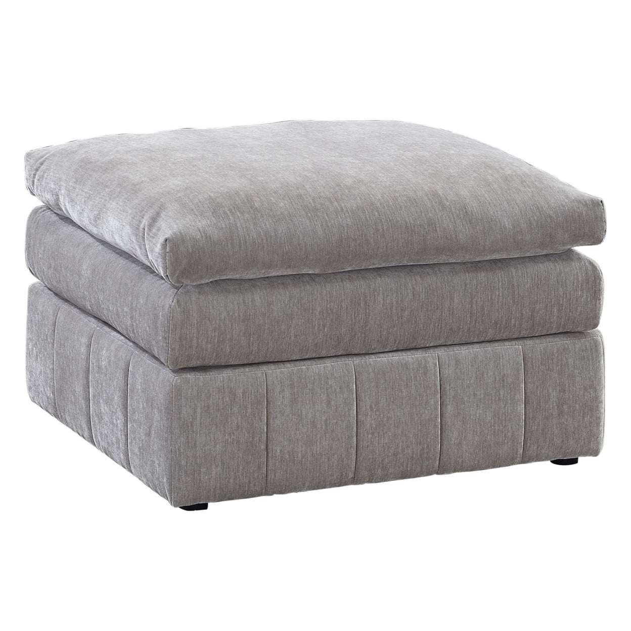 Luna Modular Plush Triple-Layer Cushioned Ottoman, 33" Grey Suede