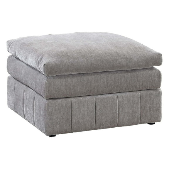 Luna 33 Inch Modular Ottoman Three Layer Plush Cushioned Seat Gray - Saltoro Sherpi