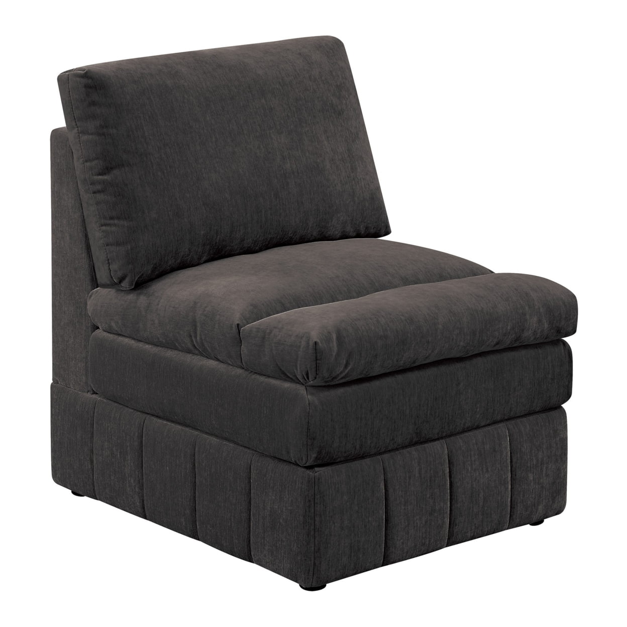 Luna 35 Inch Modular Armless Chair 3 Layer Plush Cushion Seat Dark Gray ...