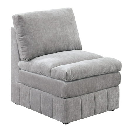 Luna 35 Inch Modular Armless Chair Three Layer Plush Cushioned Seat Gray - Saltoro Sherpi