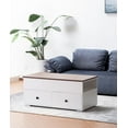 thumbnail image 1 of Luna 45.5" White Coffee Table with Walnut Lift Top, 2 Drawers & Shelves, 1 of 13