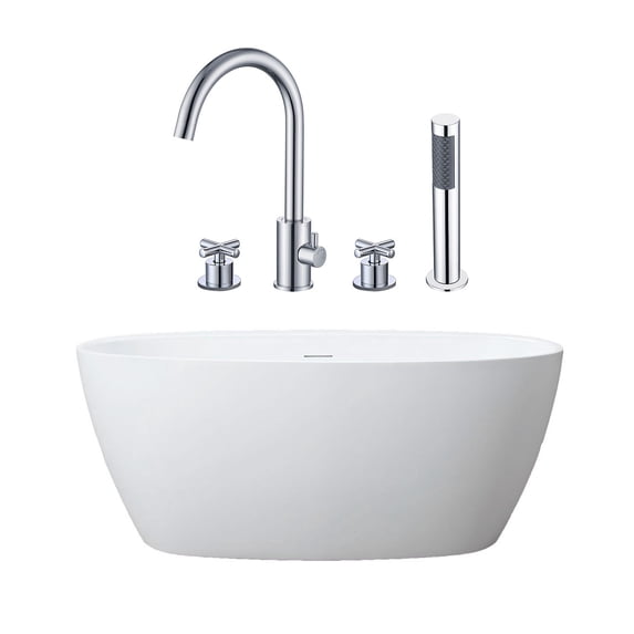 Luna 59 Inch Acrylic Double Ended Freestanding Tub and Faucet Package