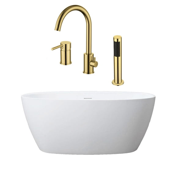 Luna 67 Inch Acrylic Double Ended Freestanding Tub and Faucet Package