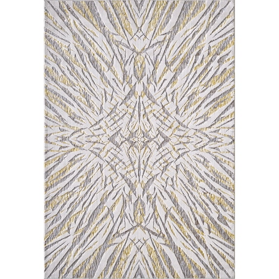 Luna 7146 Ivory/Gold Illusions Area Rug, Size - 3'3" x 4'11"