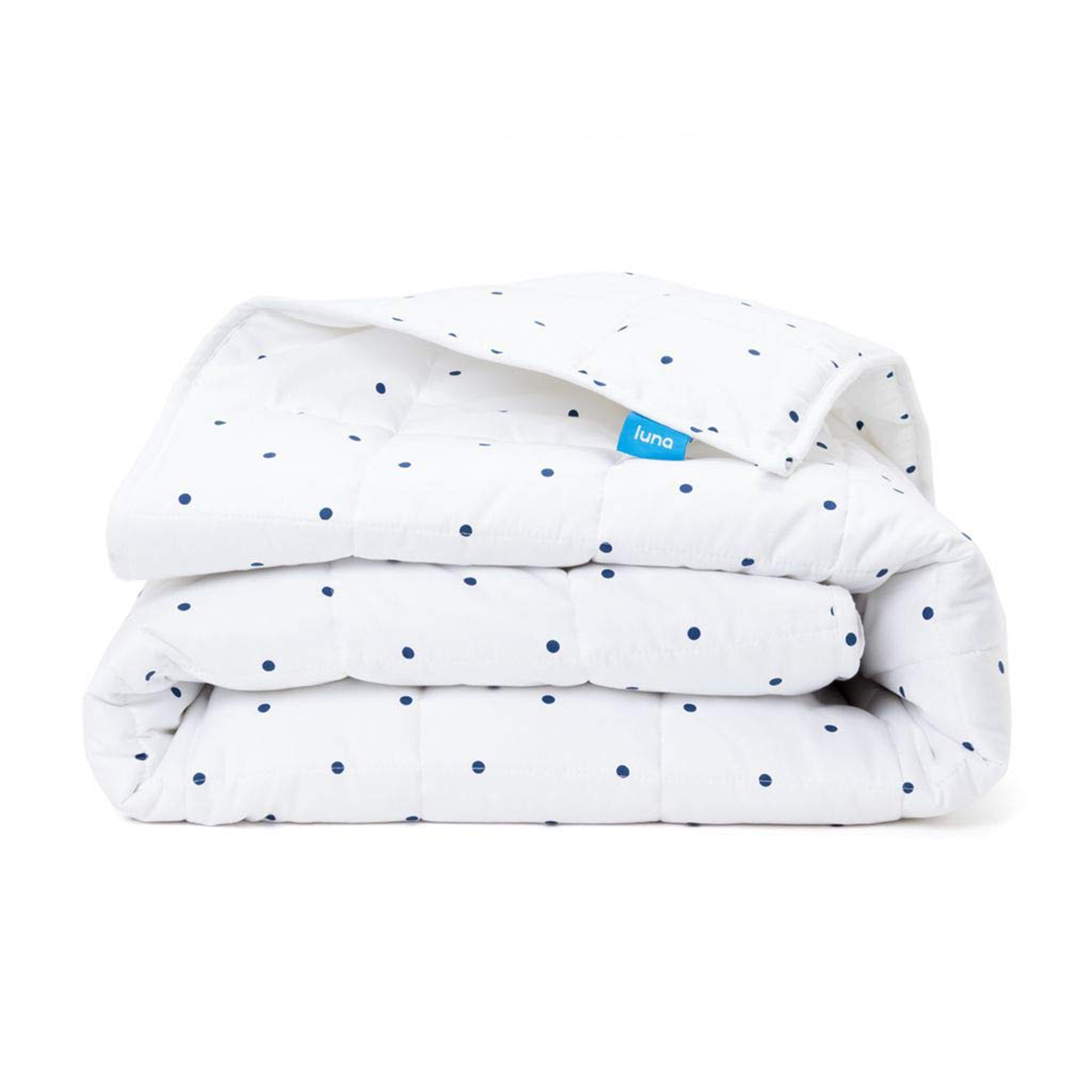 Luna Adult Cotton Weighted Blanket, 72x48 In, 15 Lbs, Navy Polka Dot