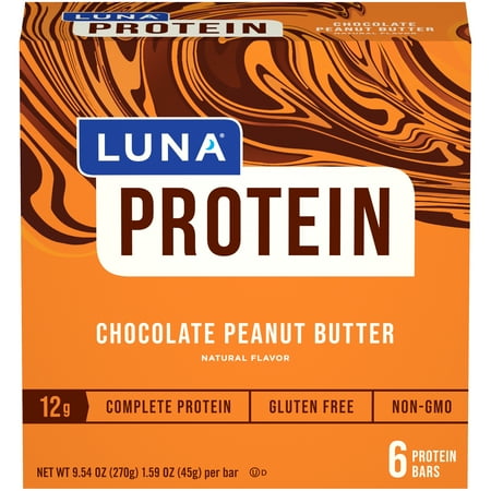 Luna Bar, Chocolate Peanut Butter Protein Bars, 6 Ct