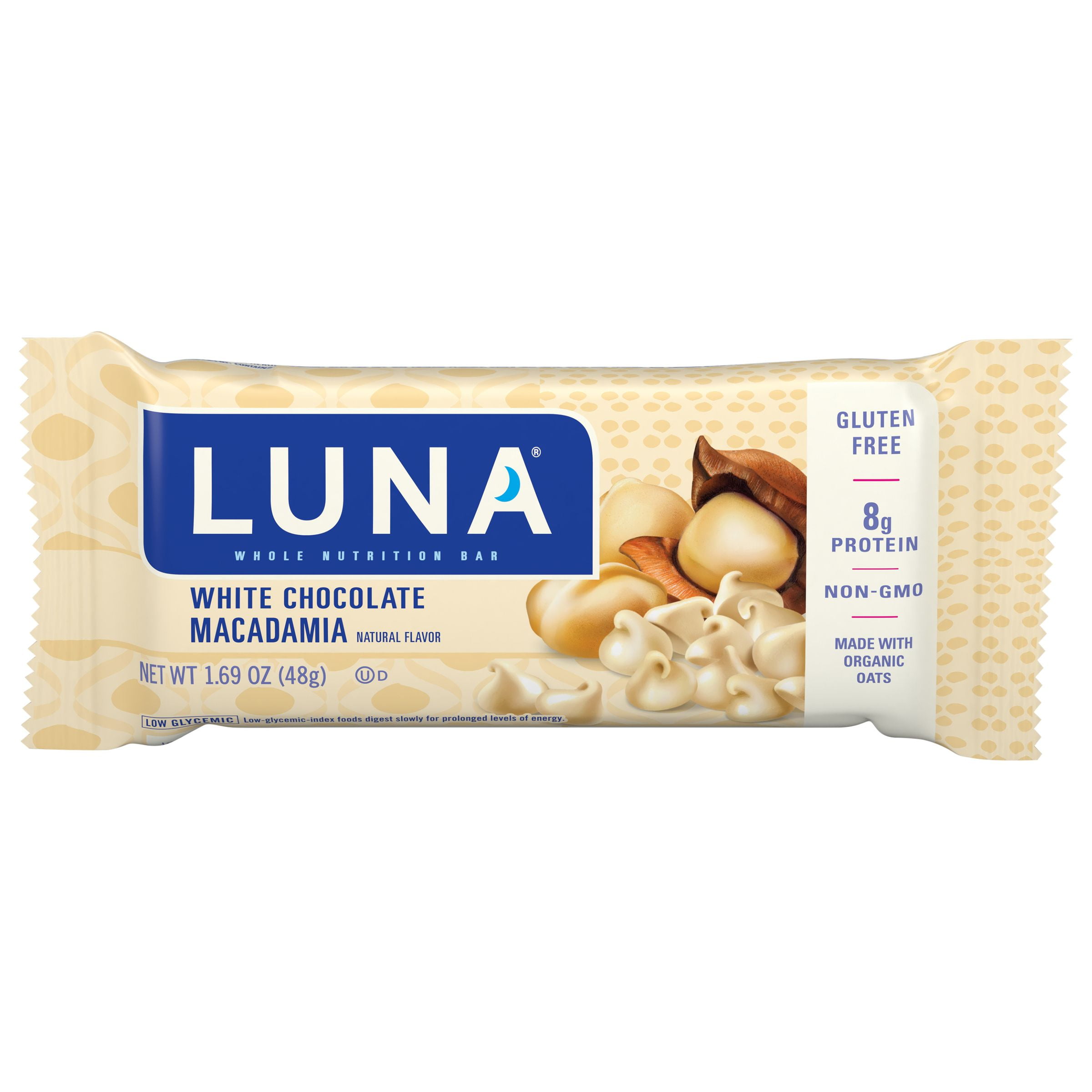 Luna Bar White Chocolate Macadamia Flavor GlutenFree Whole