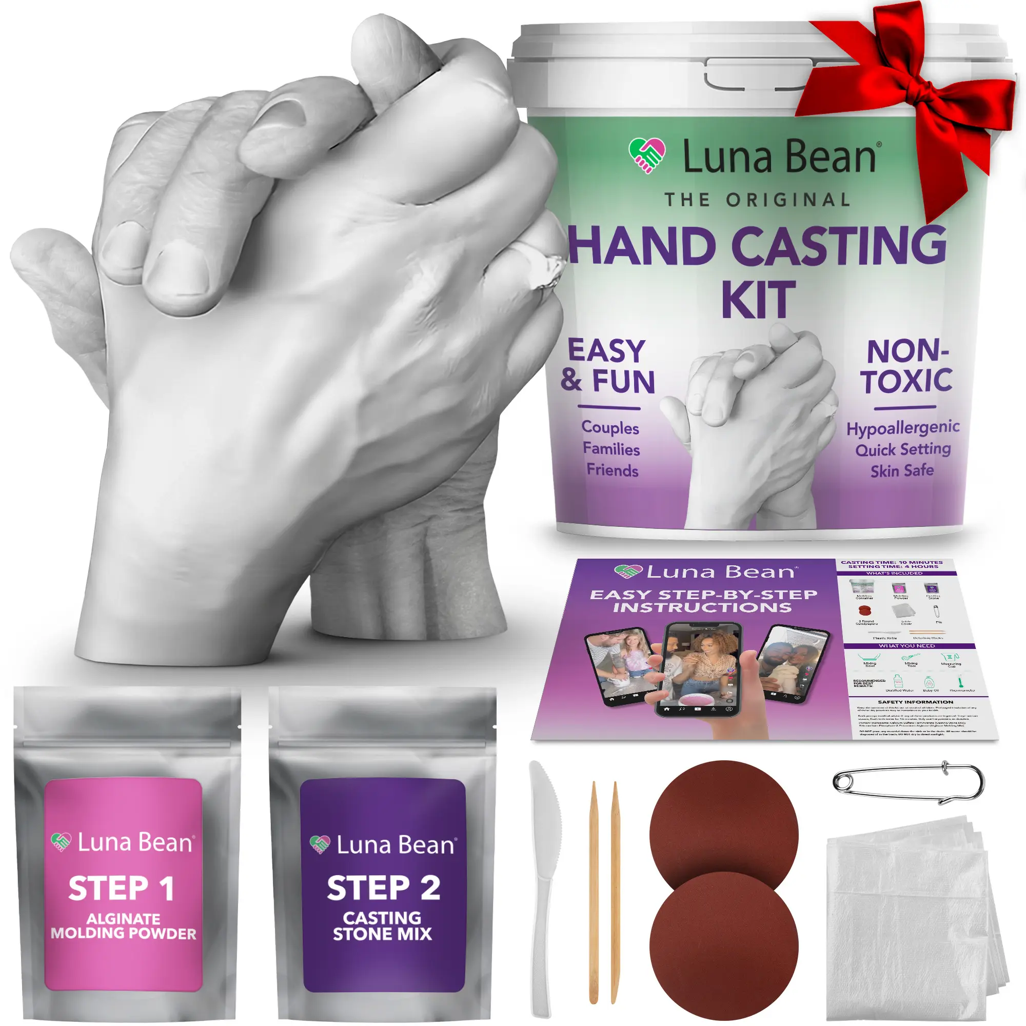 Original Hand Casting Kit – Couples Keepsake, Family Keepsake, & Anniversary Gift for Her
