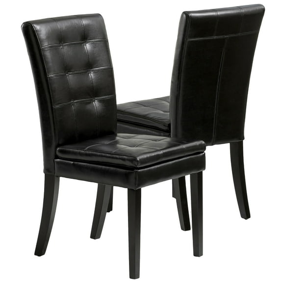Luna Black Bonded Leather Dining Chair (Set of 2)