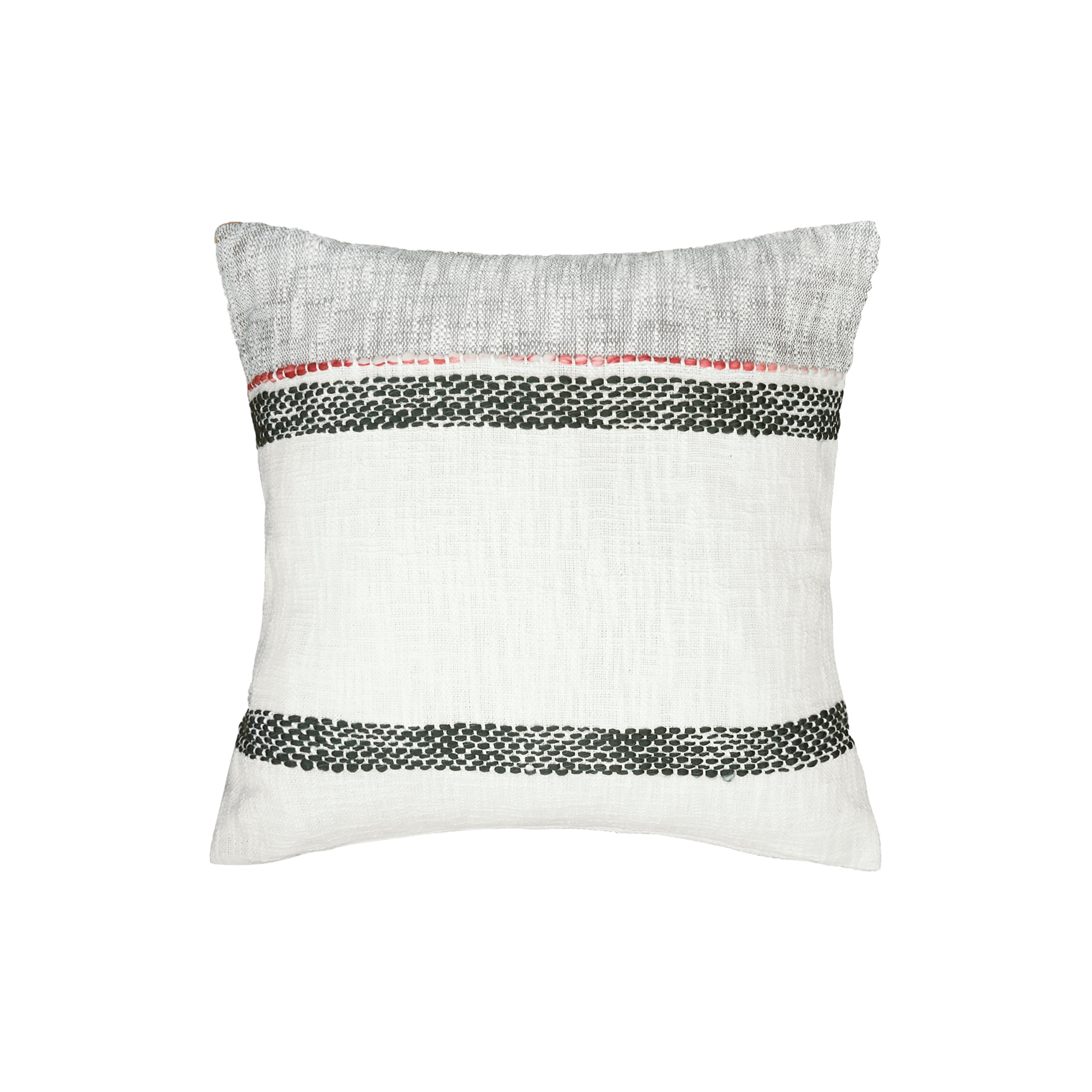 Luna Gray and White Woven Cotton Square Pillow