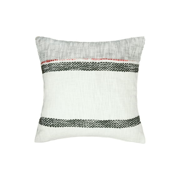 Luna Boulder Gray Cotton 22"x22" Accent Pillow with Citron Stripe