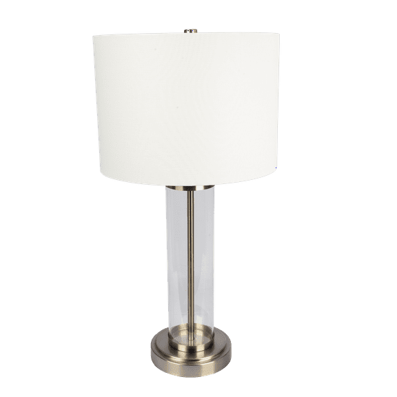 Table Lamps Luna Brushed Nickel Table Lamp with On/Off Switch Clear Glass Body Metal Base,Floor Lamps