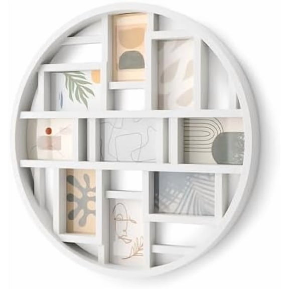 Luna Collage Picture Frame Holds Nine 4x6 Photos, Large 22-Inch Diameter, White