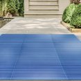 thumbnail image 1 of Luna Contemporary Stripe Blue and Aqua Polypropylene Reversible Plastic Straw Outdoor Area Rug, 5' x 6'11'' Rectangle, 1 of 10