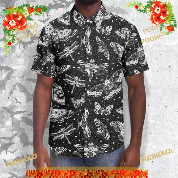 Luna Creatures 3D Hawaiian Shirt, Goth Button Up Shirt, Dark Magic Clothing