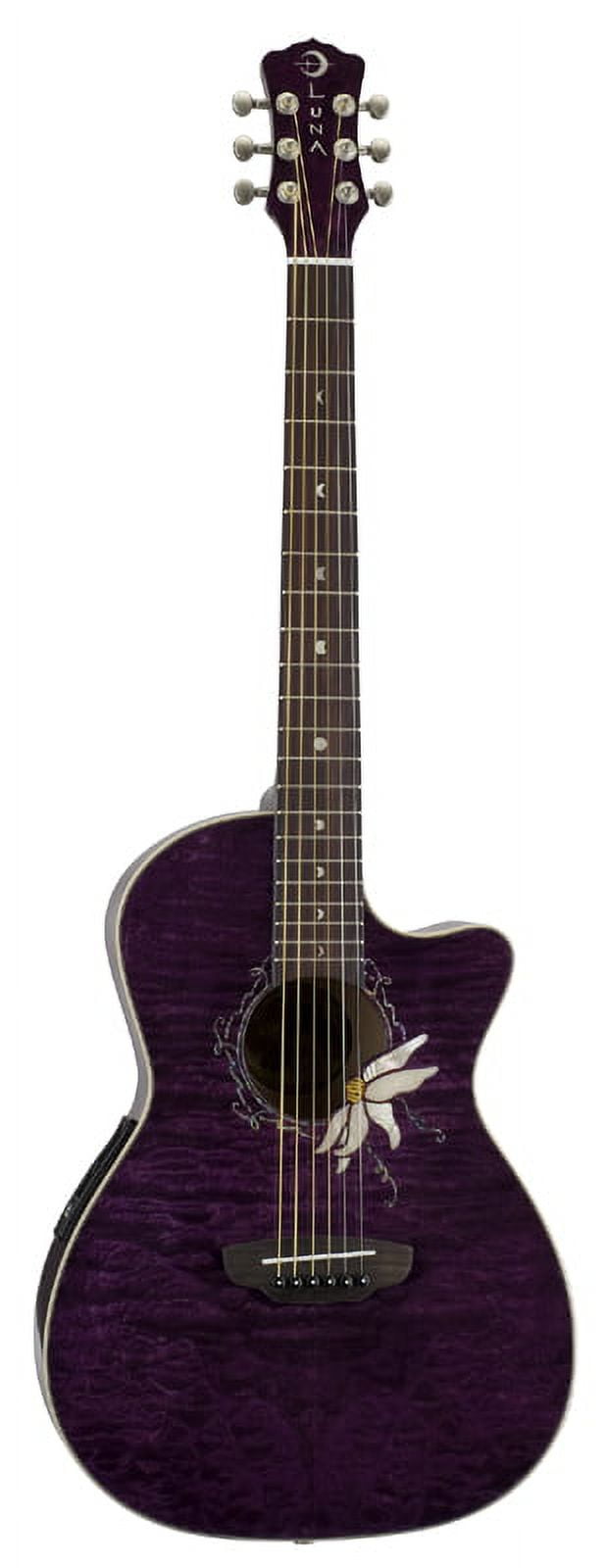 Luna FLO PF QM Floral Passion Flower Acoustic Guitar W