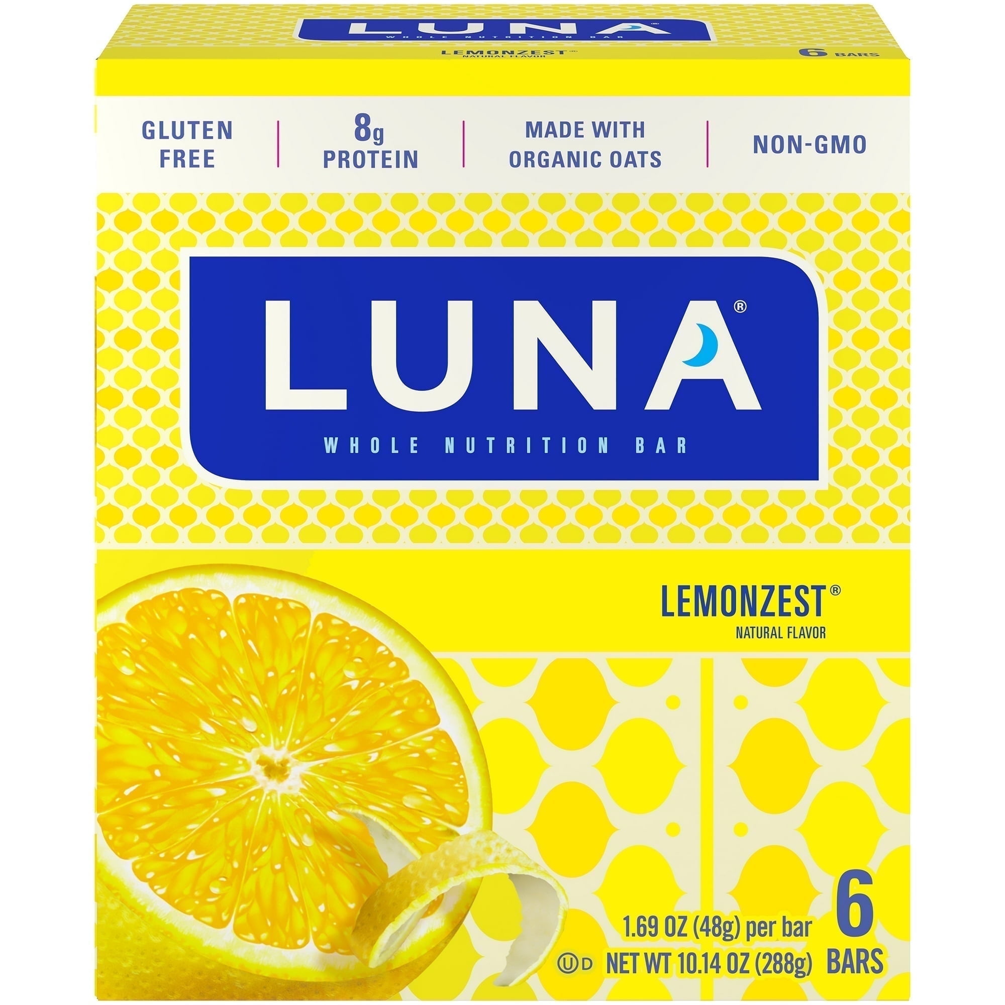 Luna Gluten Free Whole Nutrition Bars Lemon Zest - 6 Bars Pack of 2