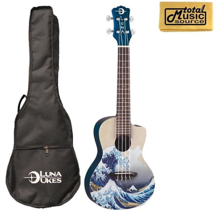 Luna Great Wave Concert Ukulele with Gig Bag, UKE GWC, & TMS Polishing Cloth, UKE GWC PC