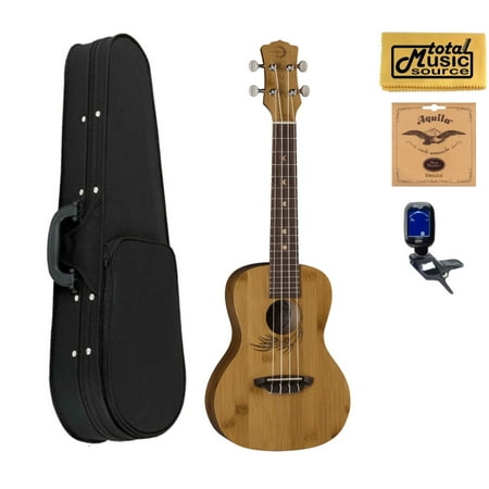 Luna Guitars Bamboo Concert Ukulele Soft Case Bundle, UKE BAMBOO C