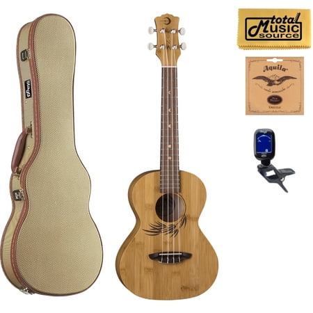 Luna Guitars Bamboo Tenor Ukulele Tweed Case Bundle, UKE BAMBOO T