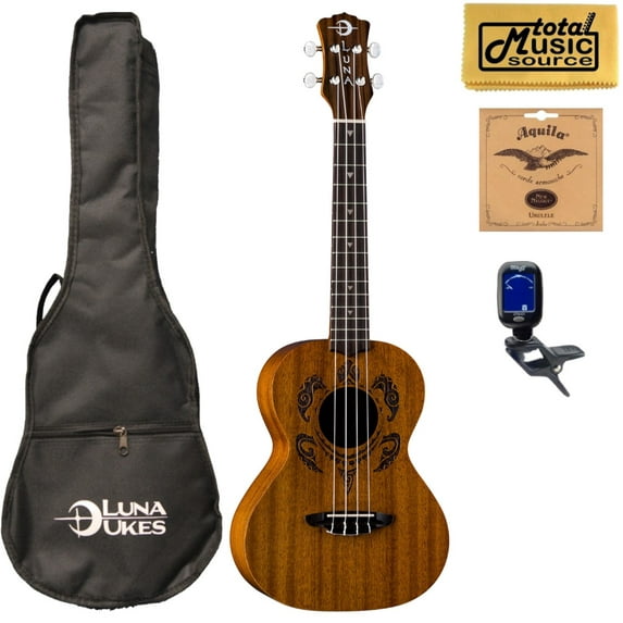 Luna Guitars Honu Tribal Turtle Tenor Ukulele W/ Bundle, UKE HONU T