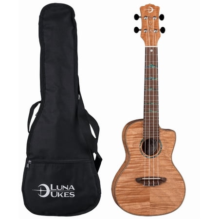 Luna Guitars Uke High Tide Exotic Concert Ukulele, Off-White, 2 lbs