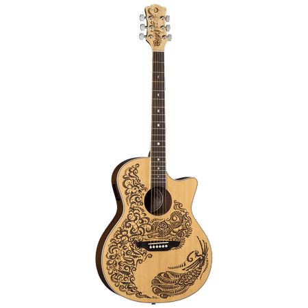 Luna Henna Paradise Mahogany 25.5 in Spruce Acoustic-Electric Guitar, Brown