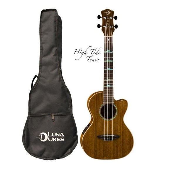 Luna High Tide Series Ovankol Tenor Acoustic-Electric Ukulele, Natural, 5.25 lb