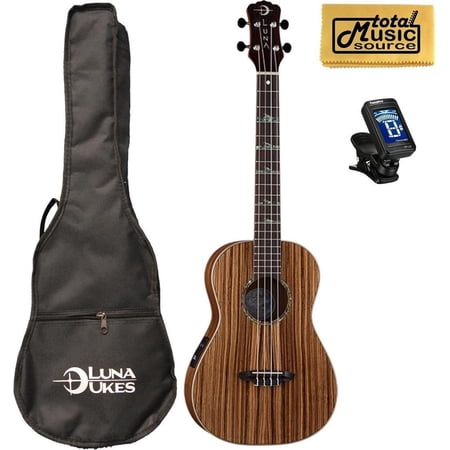 Luna High Tide Series Zebrawood Baritone Acoustic-Electric Ukulele w/Gigbag,Tuner & PC, UKE HTB ZBR PACK