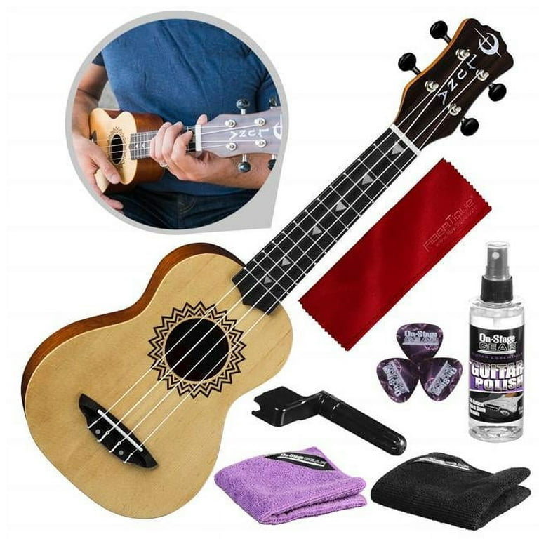 Luna LUNA UKE VSS B KIT2277 NFBA Vintage Spruce Soprano Ukulele with Guitar Care Kit Satin Natural Walmart
