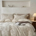 thumbnail image 1 of Say Yes Bedding Linen Jaquard 3-Piece Duvet Cover Set, Queen, Beige, 1 of 5
