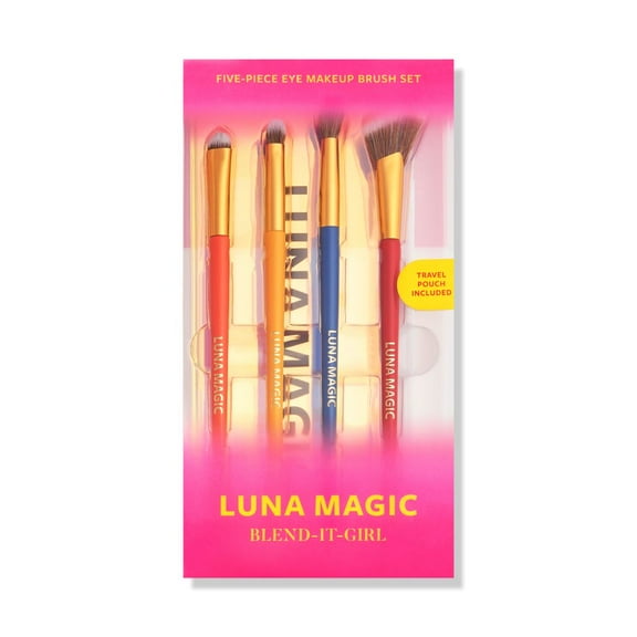 Luna Magic Blend-It-Girl Eye Makeup Brush Set with Holographic Pouch